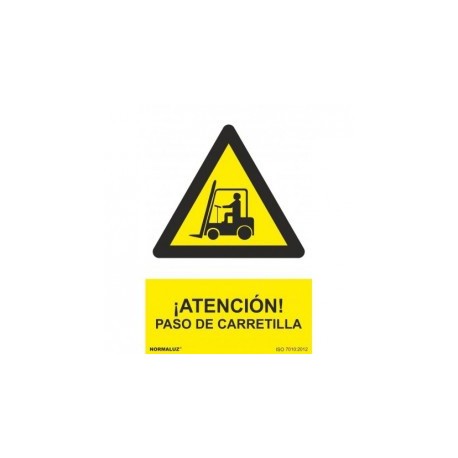 Señal Peligro Atención Paso de Carretilla PVC 0,7 mm 210x300 mm  Nor