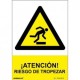 Señal Peligro Riesgo de Tropezar PVC 0,7 mm 210x300 mm  Normaluz
