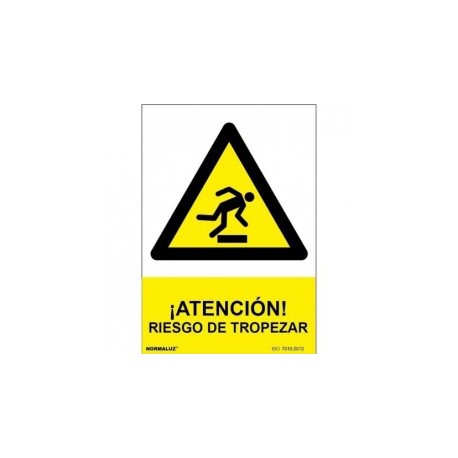 Señal Peligro Riesgo de Tropezar PVC 0,7 mm 210x300 mm  Normaluz