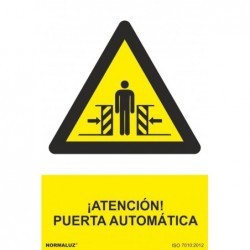 Señal ""¡Atención! Puerta Automática"" PVC 0,7 mm 210x300 mm  Normal