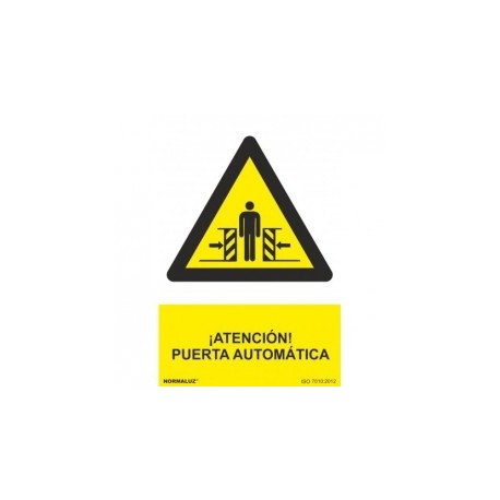 Señal ""¡Atención! Puerta Automática"" PVC 0,7 mm 210x300 mm  Normal
