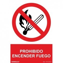 Señal ""Prohibido Encender Fuego"" PVC 0,7 mm 210x300 mm  Normaluz"