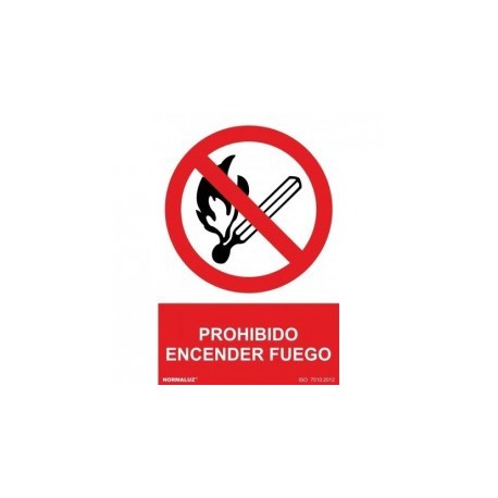 Señal ""Prohibido Encender Fuego"" PVC 0,7 mm 210x300 mm  Normaluz"