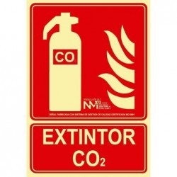 Señal Extintor CO2 PVC 1 mm Clase A 210x300 mm