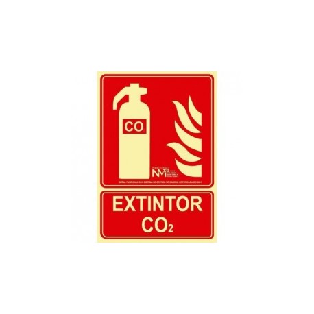 Señal Extintor CO2 PVC 1 mm Clase A 210x300 mm