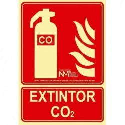 Señal ""Extintor CO2"" PVC 0,7 mm Clase B 210x300 mm  Normaluz"