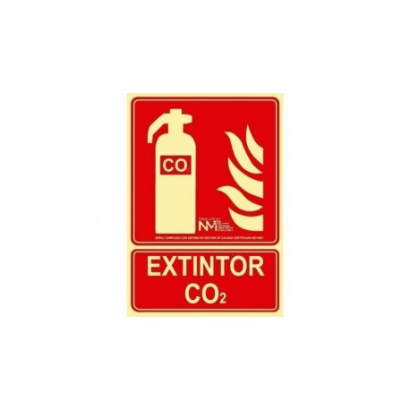 Señal ""Extintor CO2"" PVC 0,7 mm Clase B 210x300 mm  Normaluz"