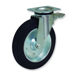 Ruedas EG  Acero estampado y goma negra para absorción de impactos