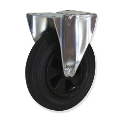 Ruedas PG  Plástico negro y goma para absorción de impactos