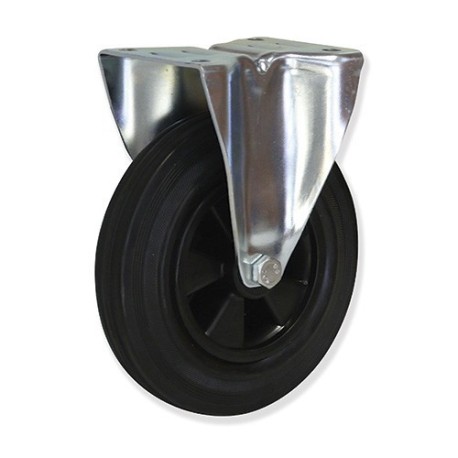 Ruedas PG  Plástico negro y goma para absorción de impactos