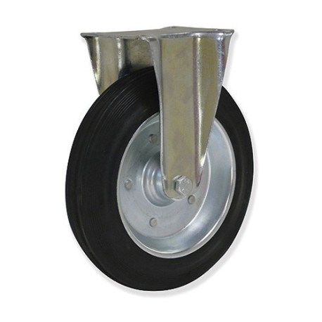 Ruedas EG  Acero estampado y goma negra para absorción de impactos