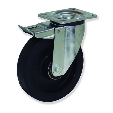 Ruedas HG  Hierro fundido y goma negra para alta capacidad de carga