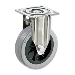 Rueda Modelo BI en Acero Inoxidable con Soporte de Pletina