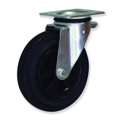 Ruedas PG  Plástico negro y goma para absorción de impactos