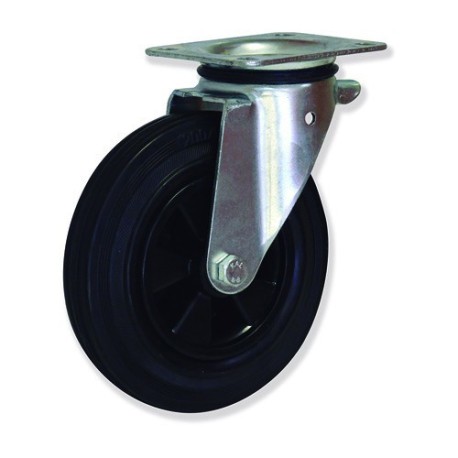 Ruedas PG  Plástico negro y goma para absorción de impactos