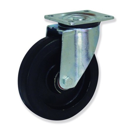 Ruedas HG  Hierro fundido y goma negra para alta capacidad de carga