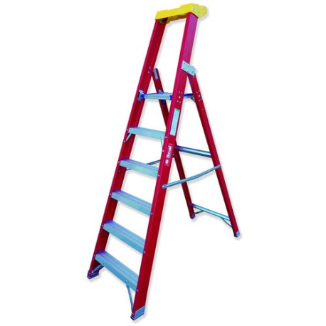 Escalera Profesional de Tijera TMAX en Fibra de Vidrio con Arco de S