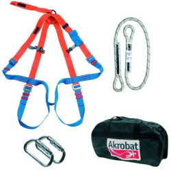 AKROBAT Kit 05 – arnés, cuerda y mosquetones anticaídas en bolsa